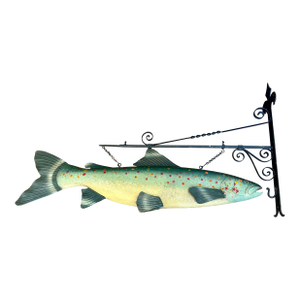 Large Vintage Painted Folk Art Fish Trade Sign