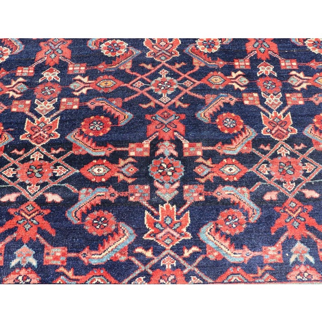 Tribal Antique Persian Malayer Rug With Colorful Geometric All-Over Design in Dark Blue 5'1 X 6'8 For Sale - Image 3 of 15