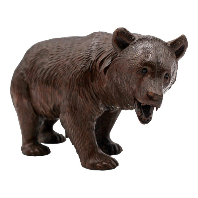 Circa 1900 Swiss Small-Medium Size Strolling Black Forest Bear For Sale