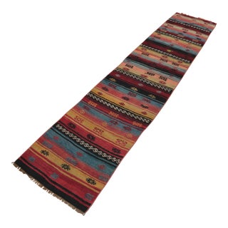 1960s Turkish Handmade Rustic Natural Wool Tribal Runner Kilim Rug For Sale