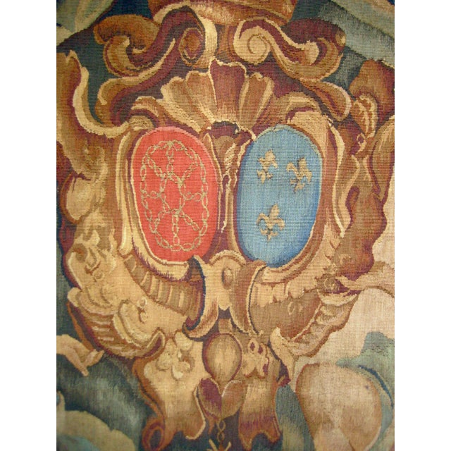 French Beauvais Tapestry Coat of Arm of the Kings of France 19 Century For Sale - Image 4 of 15
