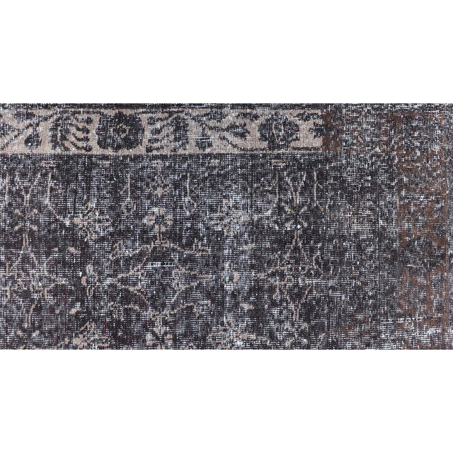 Over Dyed Gallery Oushak With All-Over Floral Design in Charcoal, Cream & Grays For Sale - Image 10 of 15