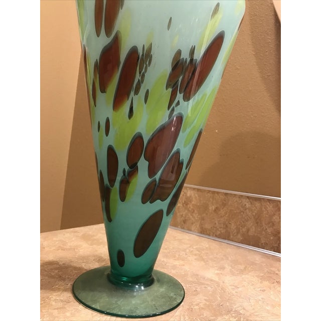 Murano Vintage Murano Lavorazione Blue Green Brown Vase Made in Italy For Sale - Image 4 of 6