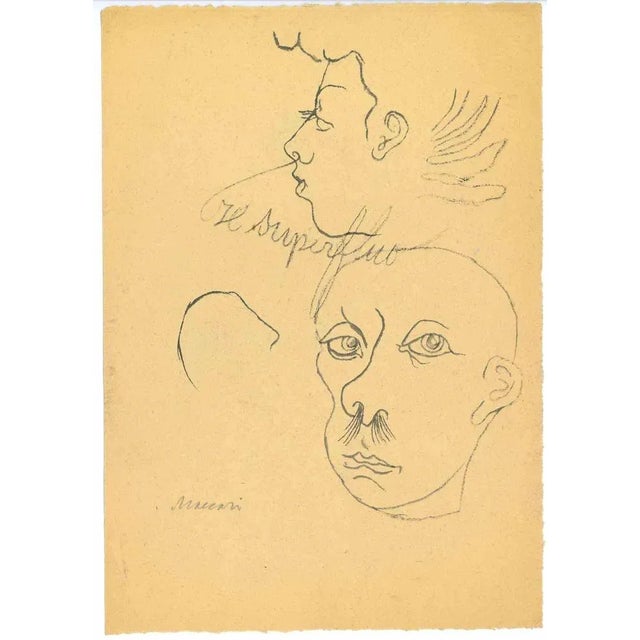 The Portraits is an Original Drawing on creamy-colored paper realized by Mino Maccari in the mid-20th century. Hand-signed...