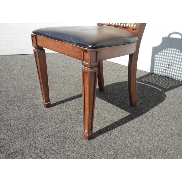 Black Vintage French Louis XVI Style Cane Back Dining Chair W Black Vinyl For Sale - Image 8 of 12