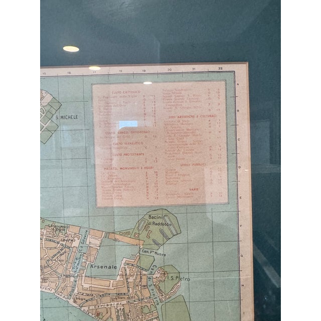 Vintage Framed Map of Venice Italy For Sale - Image 4 of 12