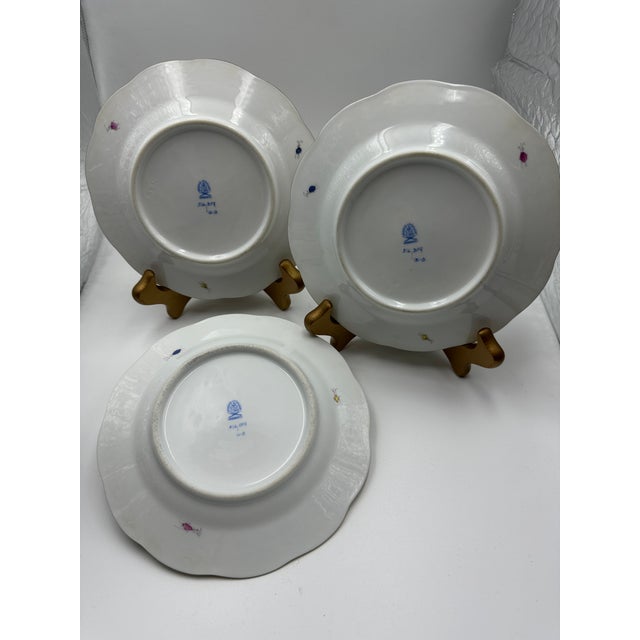 Figurative Herend Fruits and Flowers ( Bfr) #516 Bread & Butter Plates- Set of 3 For Sale - Image 3 of 11