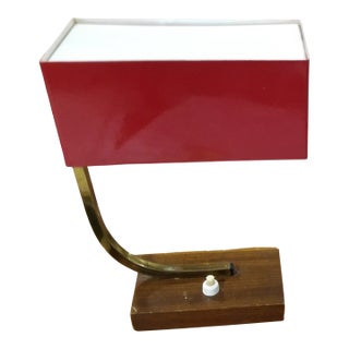 1950s Small Mid Century Modern Table Lamp With Teak Base For Sale
