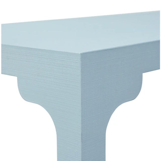 Textile Matthew Izzo Home Kendall Light Blue Linen Parson Style Coffee Table For Sale - Image 7 of 9