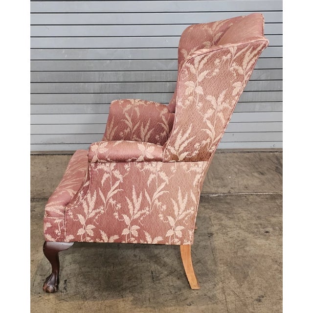 Late 20th Century Watkins Brothers Chippendale Mahogany Wing Chair Ball & Claw Feet Connecticut Made For Sale In Cleveland - Image 6 of 7
