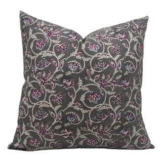 Fabdivine Decorative Thick Linen Cushion Cover 14x14 Inch Block Printed Home Accent- Saraswati For Sale