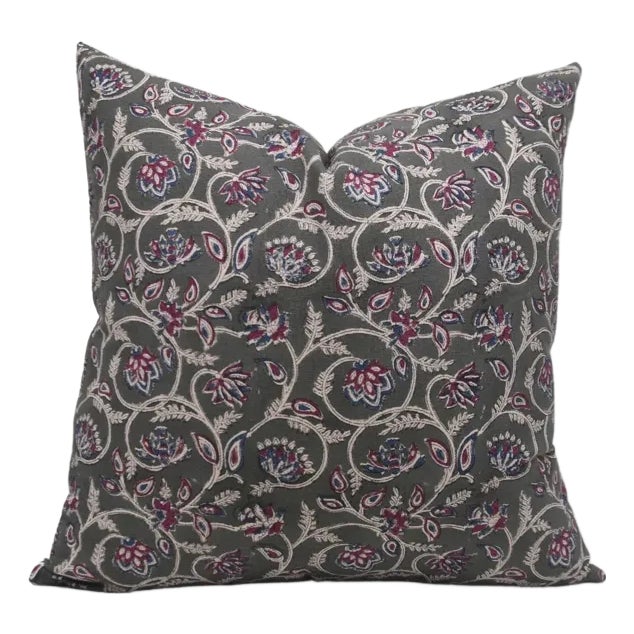 Fabdivine Decorative Thick Linen Cushion Cover 14x14 Inch Block Printed Home Accent- Saraswati For Sale