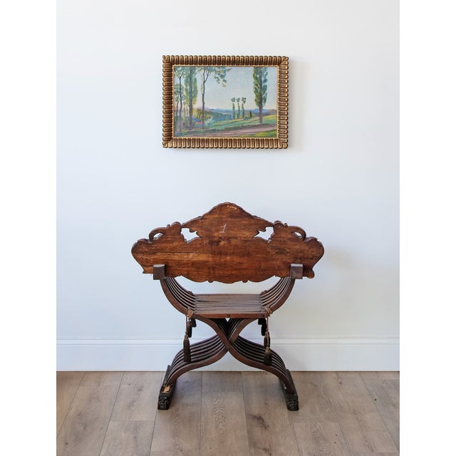 Late 19th Century Late 19th Century Italian Renaissance Revival Carved Walnut Savonarola Chair For Sale - Image 5 of 5