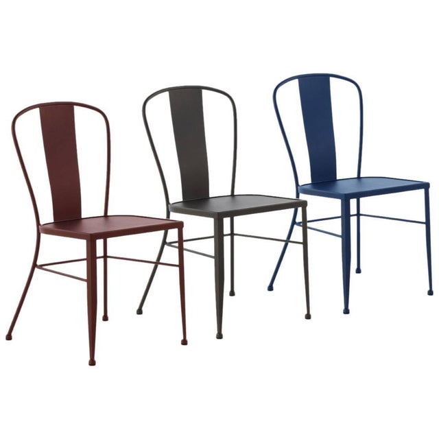 Bistro Garden Chairs in Colors Wrought Iron with Wood Seat For Sale - Image 16 of 18