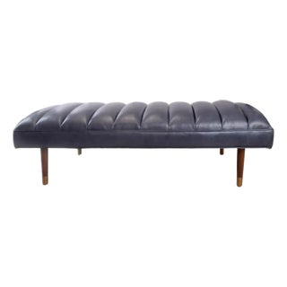 Arteriors Christophe Indigo Leather Refinery Bench For Sale