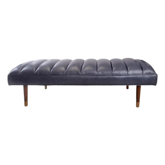 Arteriors Christophe Indigo Leather Refinery Bench For Sale