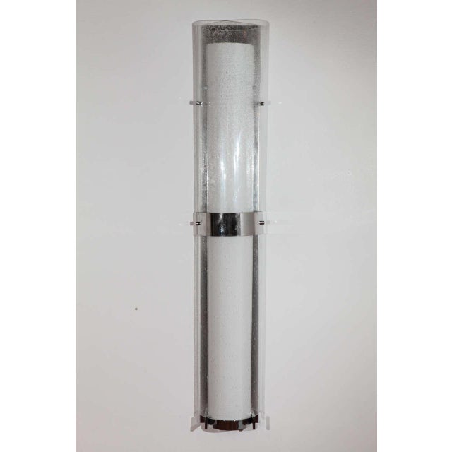White Chrome, Acrylic and Glass Sconce For Sale - Image 8 of 8