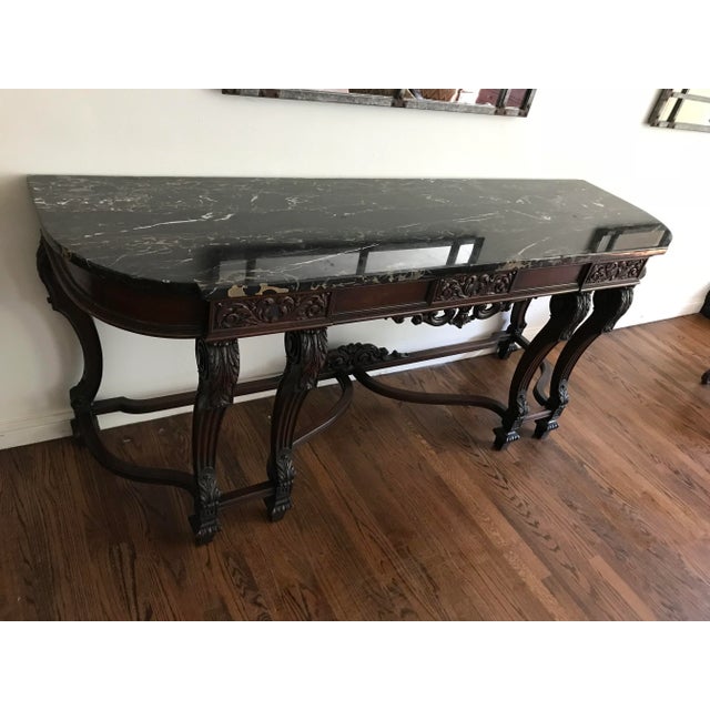 Antique 1920s Berkey and Gay Style Marble Topped Sideboard Console For Sale - Image 13 of 13