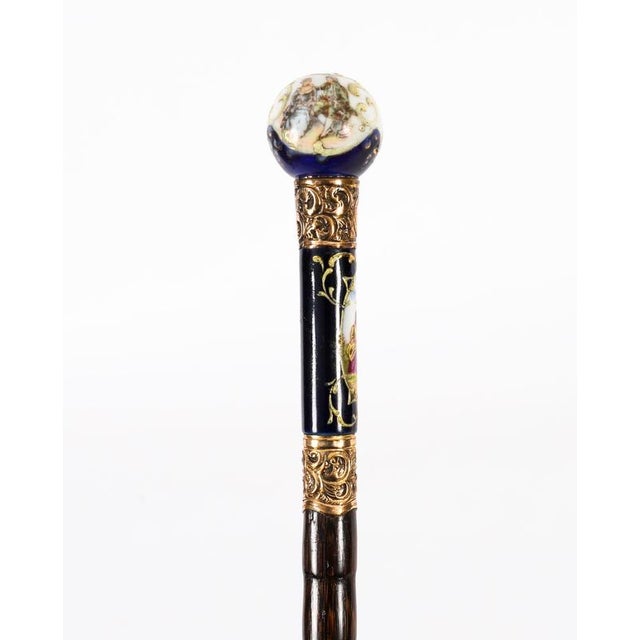 Antique French Gold Plate and Porcelain Walking Sword Stick, 1800s For Sale - Image 13 of 18