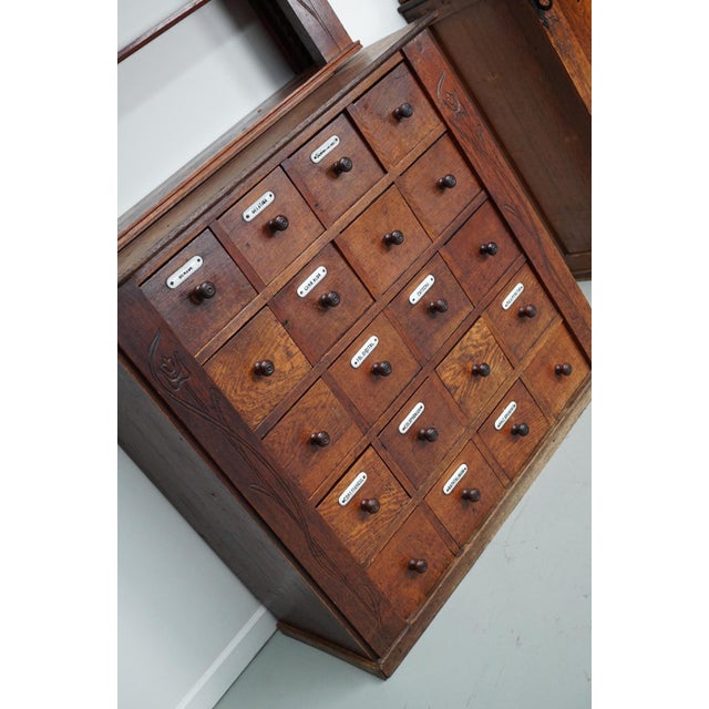 Art Nouveau Dutch Oak Apothecary Cabinets, 1904, Set of 2 For Sale - Image 3 of 18