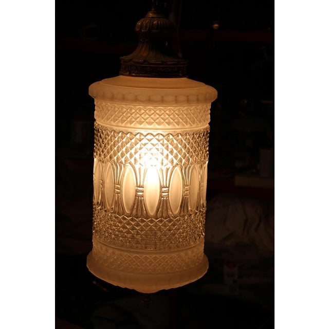 Mid-Century Modern Lantern in Engraved Crystal and Brass, Italy, 1950s For Sale - Image 3 of 18