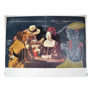 Herman Braun-Vega 1933-2019 "Cheaters in Cancun" Georges De La Tour 1982 Lithography, Signed For Sale