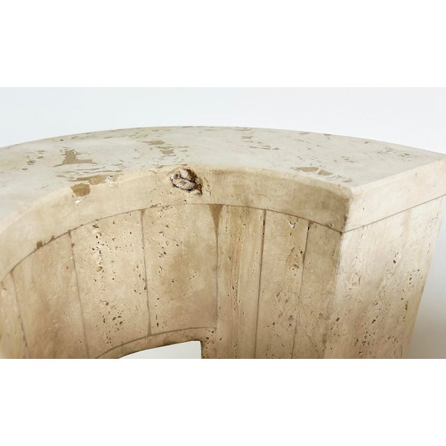 Late 20th Century Late 20th Century Sculptural Travertine Post-Modern Question Mark Coffee Table, Beveled Glass Top For Sale - Image 5 of 10