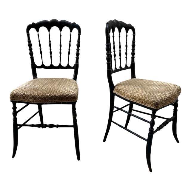1850s French, Ebonized Wood Chiavari Chairs - a Pair For Sale
