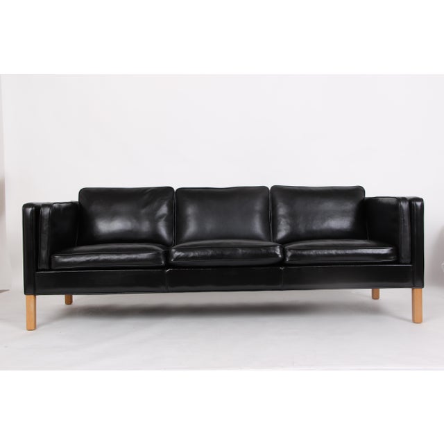 Danish Model 78 3-Seater Sofa in Black Leather from Grandt, 1970s For Sale - Image 9 of 11