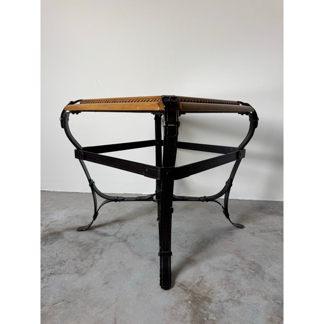 Brown Vintage Adnet Hermès-Style Equestrian Strap End Table/ Sold For Sale - Image 8 of 12