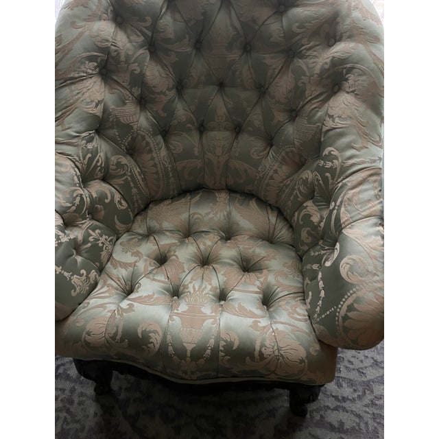 Late 19th Century Antique French Chair Upholstered in Scalamandre Silk Damask For Sale - Image 9 of 10
