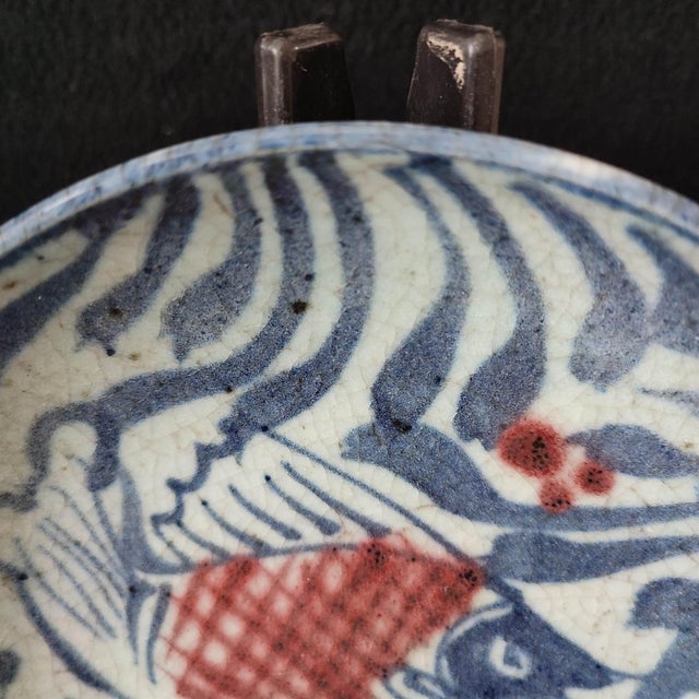 Chinese Ceramic Plate,Blue and White Porcelain Plate Hand Painted Fish Pattern For Sale In Seattle - Image 6 of 10
