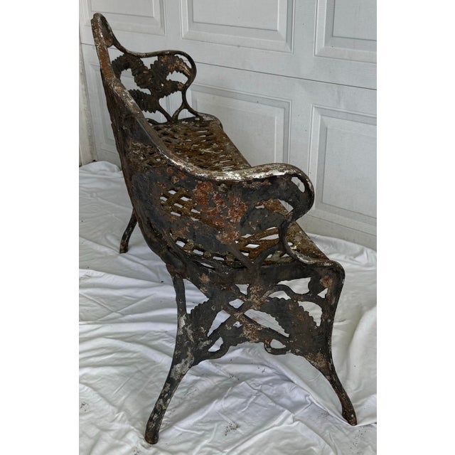 Early 20th Century Antique Fern Cast Iron Bench Plus Two Chairs For Sale - Image 5 of 8