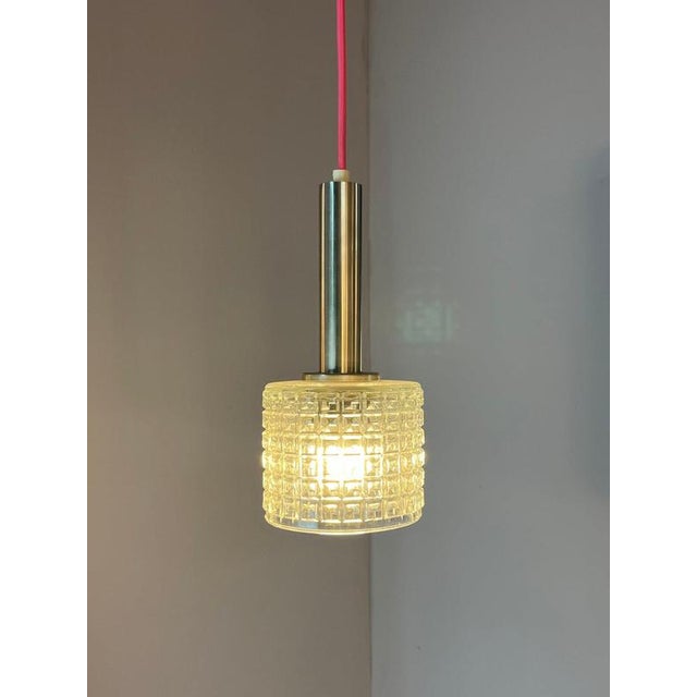 Metal Hanging Lamp in Glass & Chrome For Sale - Image 7 of 11