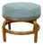 Vintage Rattan Ottoman Footstool in Seafoam Green Upholstery For Sale