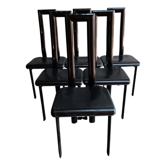 Black Regia Dining Chairs from Ycami, 1980s, Set of 6 For Sale