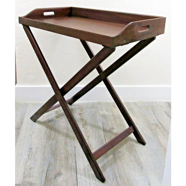 Mid 20th Century Vintage English Butler's Mahogany Tray Table With Folding Stand For Sale - Image 14 of 18