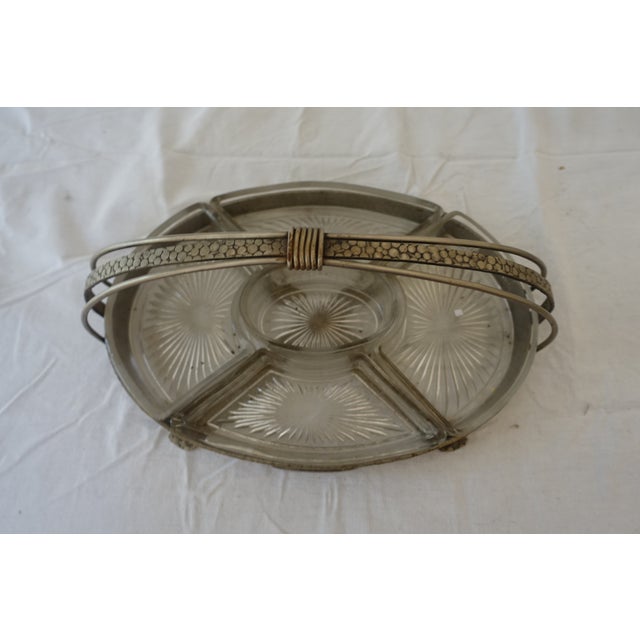 Art Deco Glass and Wrought Iron Serving Dish For Sale - Image 3 of 3