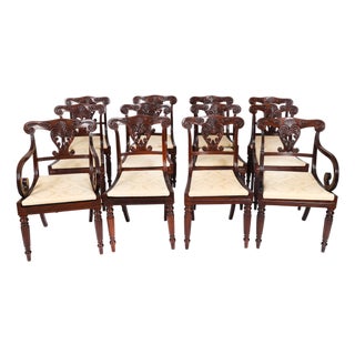 Antique Irish Regency Bar Back Dining Chairs, 1825, Set of 12 For Sale