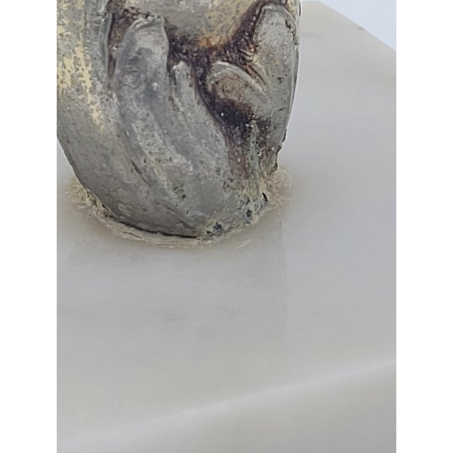 Mid 20th Century Hollywood Regency Cherub & Milk Glass Shell Dish on Marble Base For Sale - Image 9 of 12