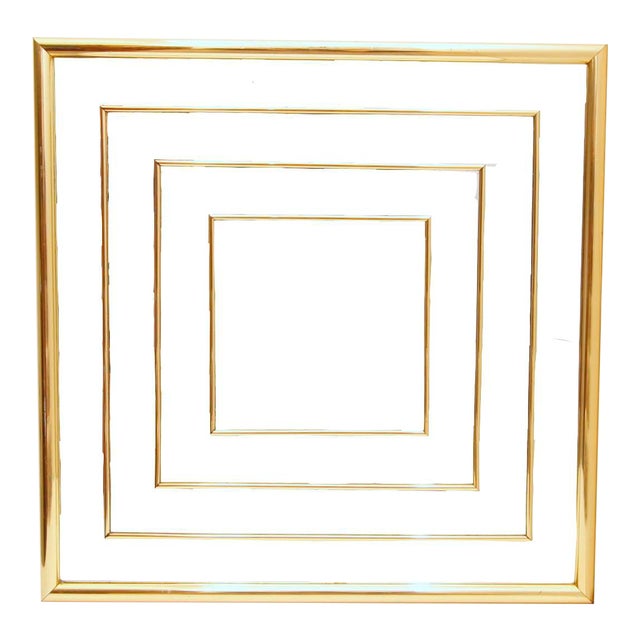 Vintage 70's 80's Gold Foil Square Inlay Wall Mirror 2 Available
