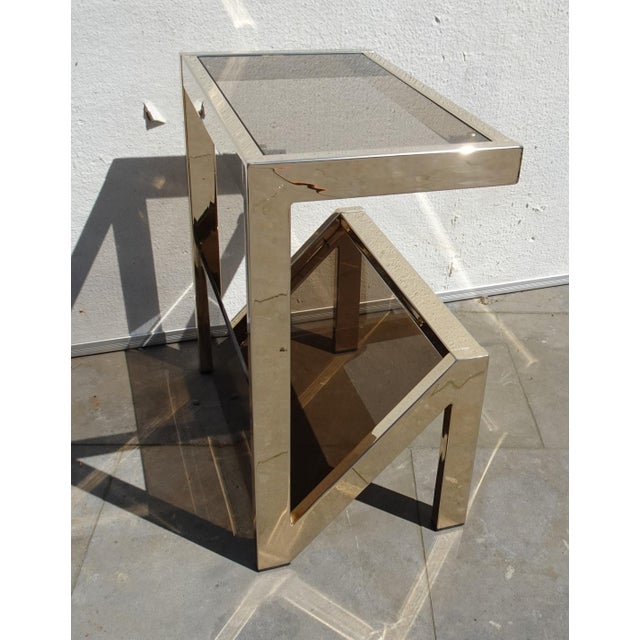 Brown Gilded Magazine Rack or Side Table from Belgo Chrom / Dewulf Selection, 1970s For Sale - Image 8 of 14