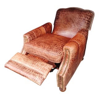 1990s Rare Genuine Leather Recliner- Blend of Western Sophistication & Modern Comfort. For Sale