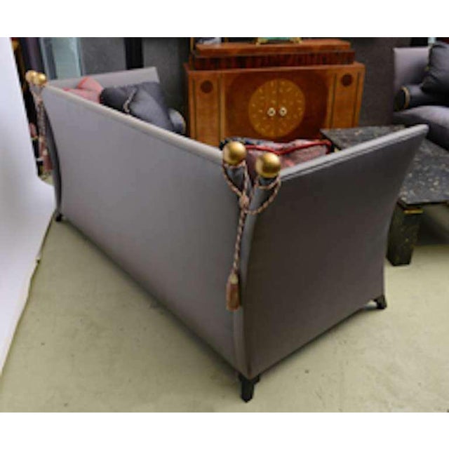 Vintage Illustrious Designer Ronn Jaffe Design Custom Silk Sofas - A Pair Has Been Fabricated for Aristotle Onassis For Sale - Image 9 of 11