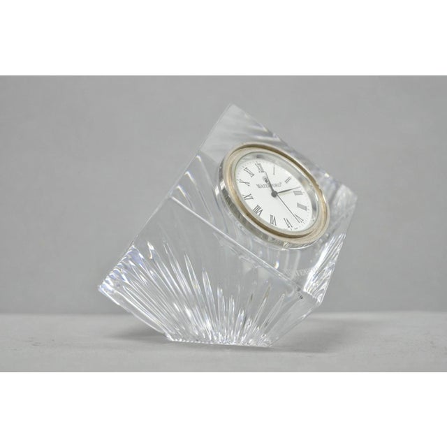 Late 20th Century Vintage Waterford Crystal Glass Diamond Shaped Meridian Small Desk Clock For Sale - Image 5 of 11