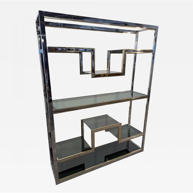 Romeo Rega Chrome and Brass Étagère / Library, Italy, 1970s For Sale In Los Angeles - Image 6 of 11