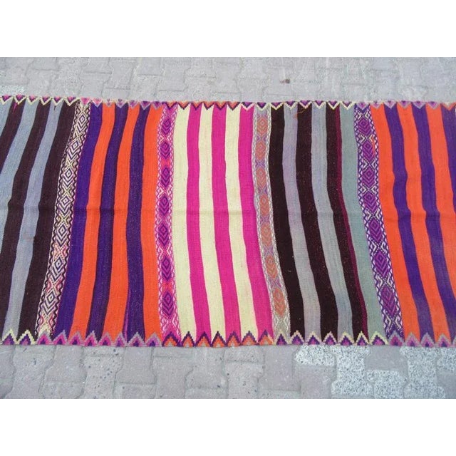 Turkish 1960s Turkish Striped Kilim Runner For Sale - Image 3 of 6