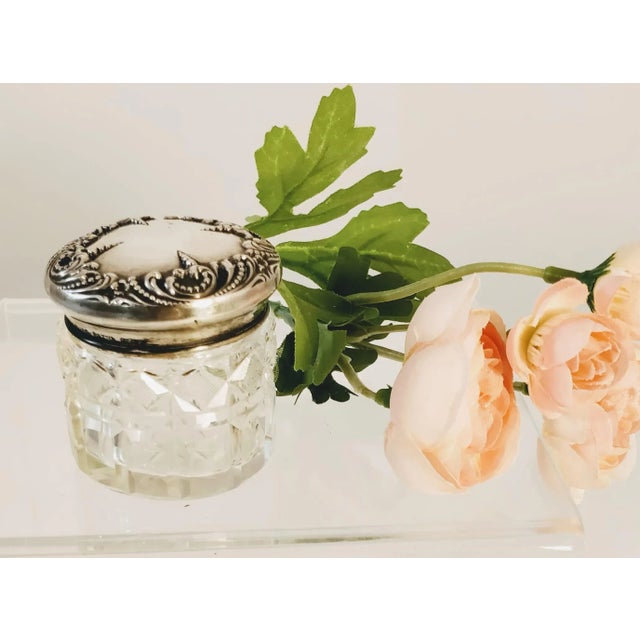 Metal Sterling Silver and Cut Glass Dresser Vanity Jar For Sale - Image 7 of 13