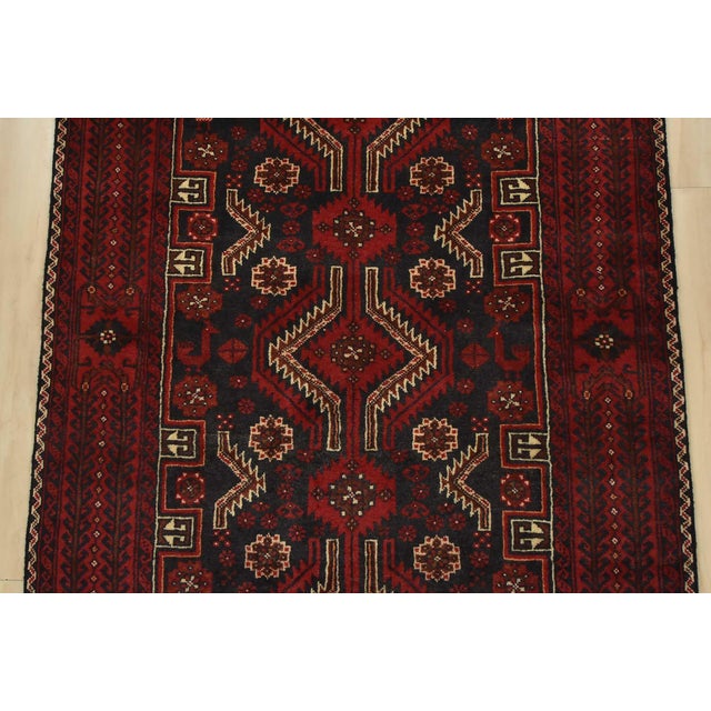 1990s Baloch Rug 3’3” X 6’5” Blue Wool Vintage Tribal Hand-Knotted Oriental Carpet For Sale - Image 5 of 12
