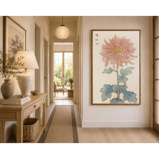 Pink Pink Flower by Hasegawa, Vintage Japanese Botanical Art Print, 16" X 24" For Sale - Image 8 of 9